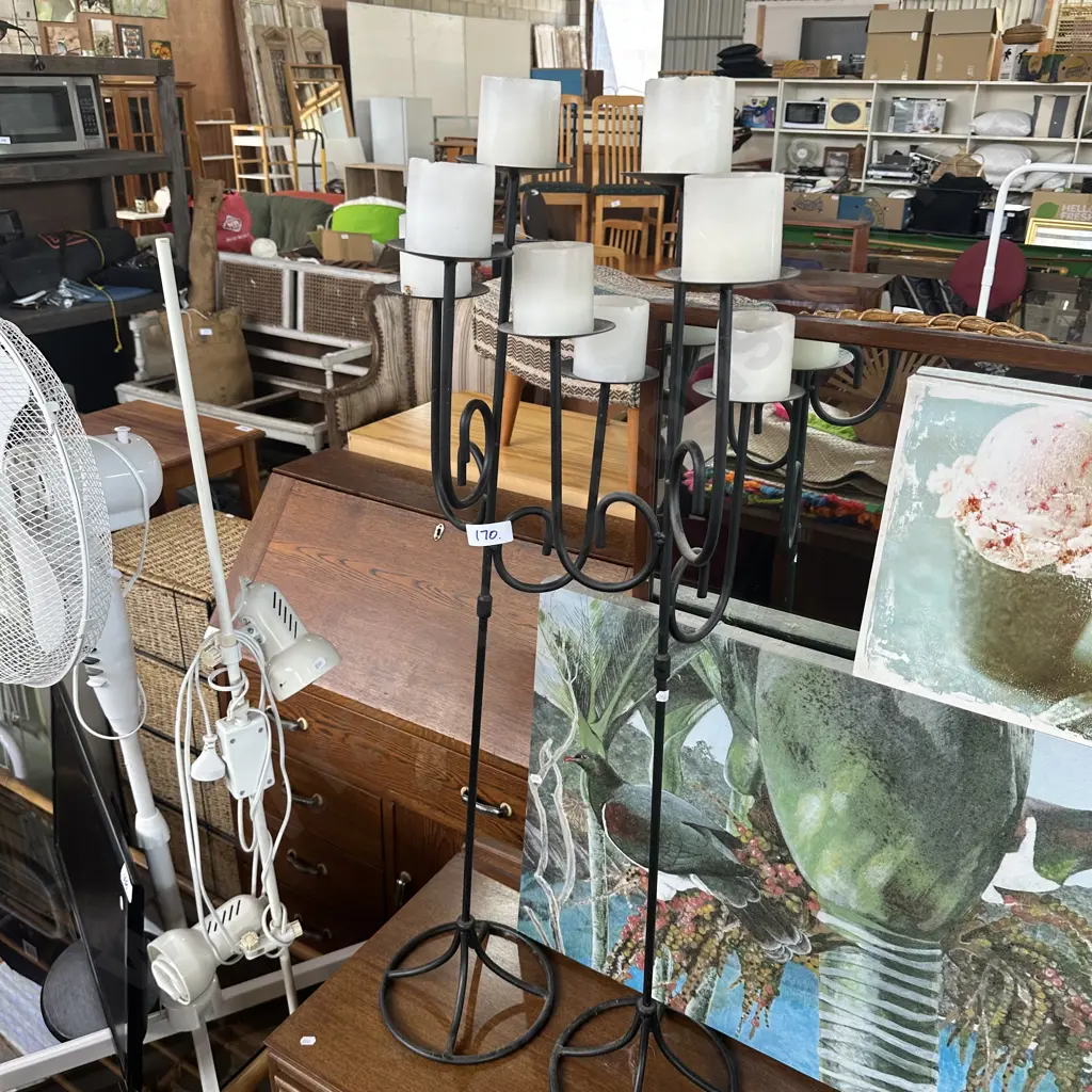 Pr wrought iron candle holders Image 1++