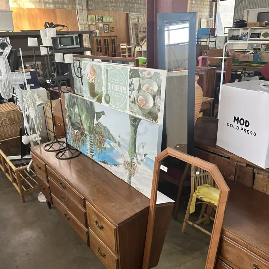 2 mirrors and 3 pictures