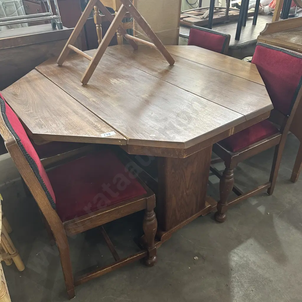 Oak dropside table and 4 chairs Image 1++