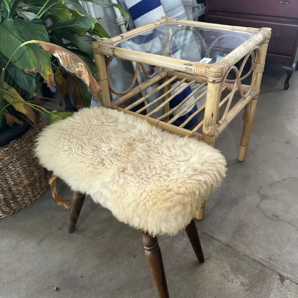side table and woolen top stool Image 1++