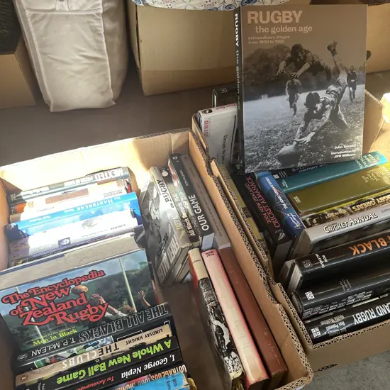 2 box rugby and cricket books