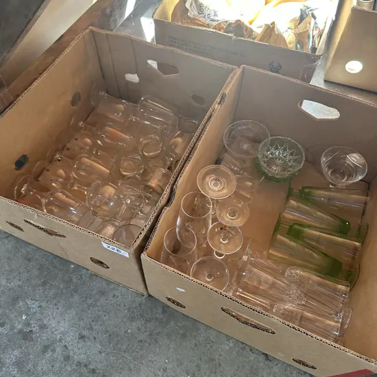 2 box inc vintage green glass