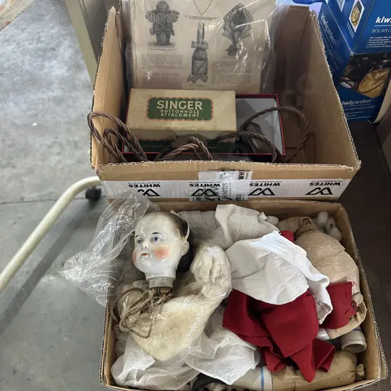 vintage dolls, singer attachments