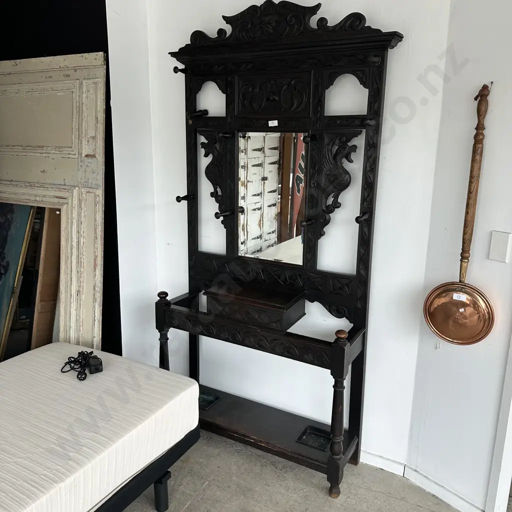 Welsh Oak hall stand, needs some small repairs to coat hooks Image 1++