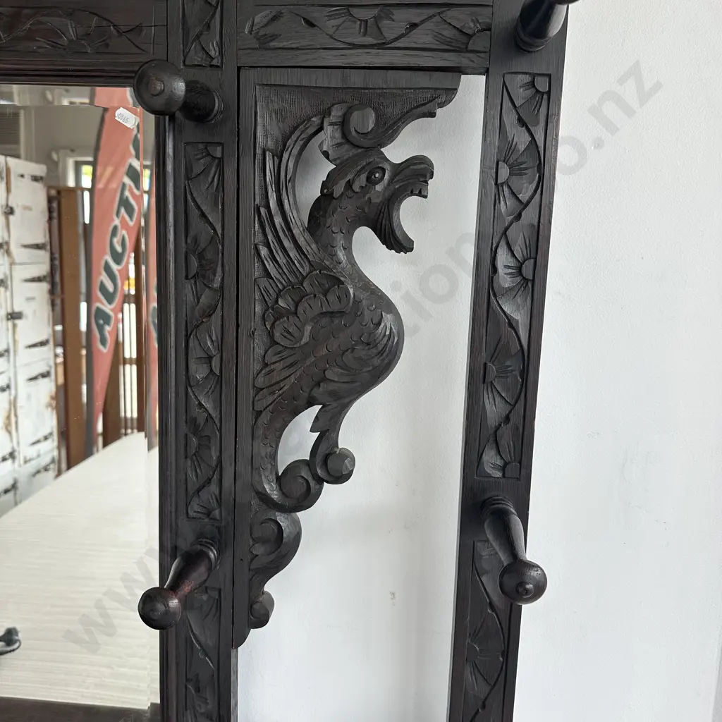 Welsh Oak hall stand, needs some small repairs to coat hooks Image 1++