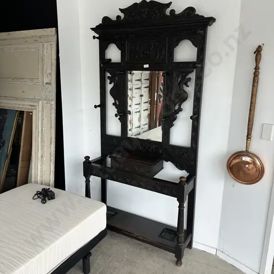 Welsh Oak hall stand, needs some small repairs to coat hooks