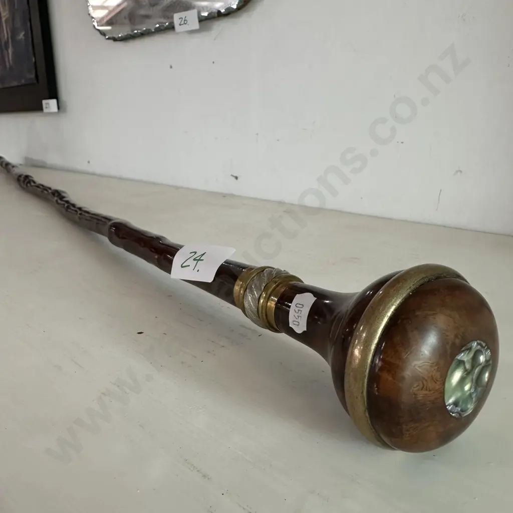 Walnut 1.2m staff with Brass & Paua inlay Image 1++