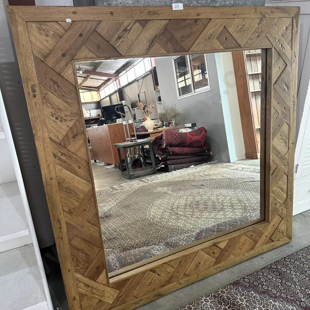 Large recycled Oak framed mirror 1350x1350 Image 1++