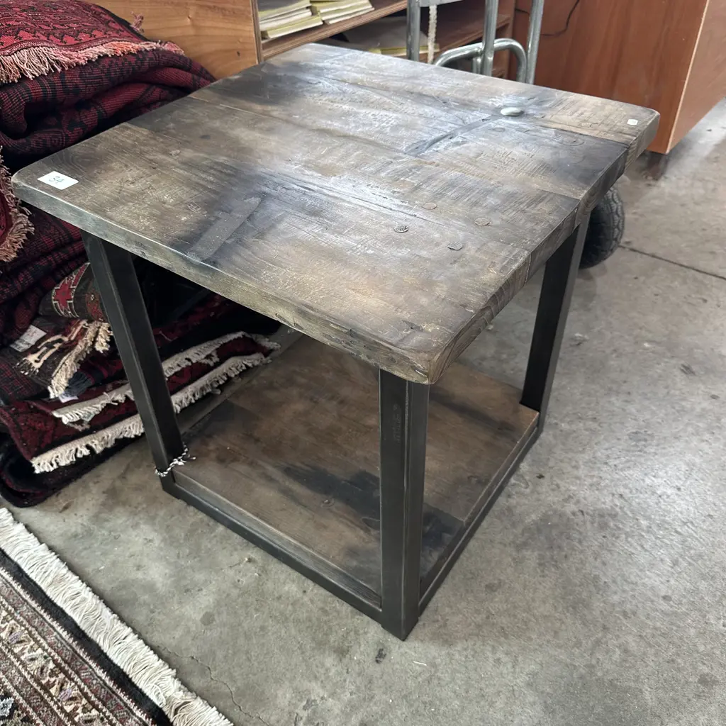 Industrial steel base side table 600 x 600 Image 1++