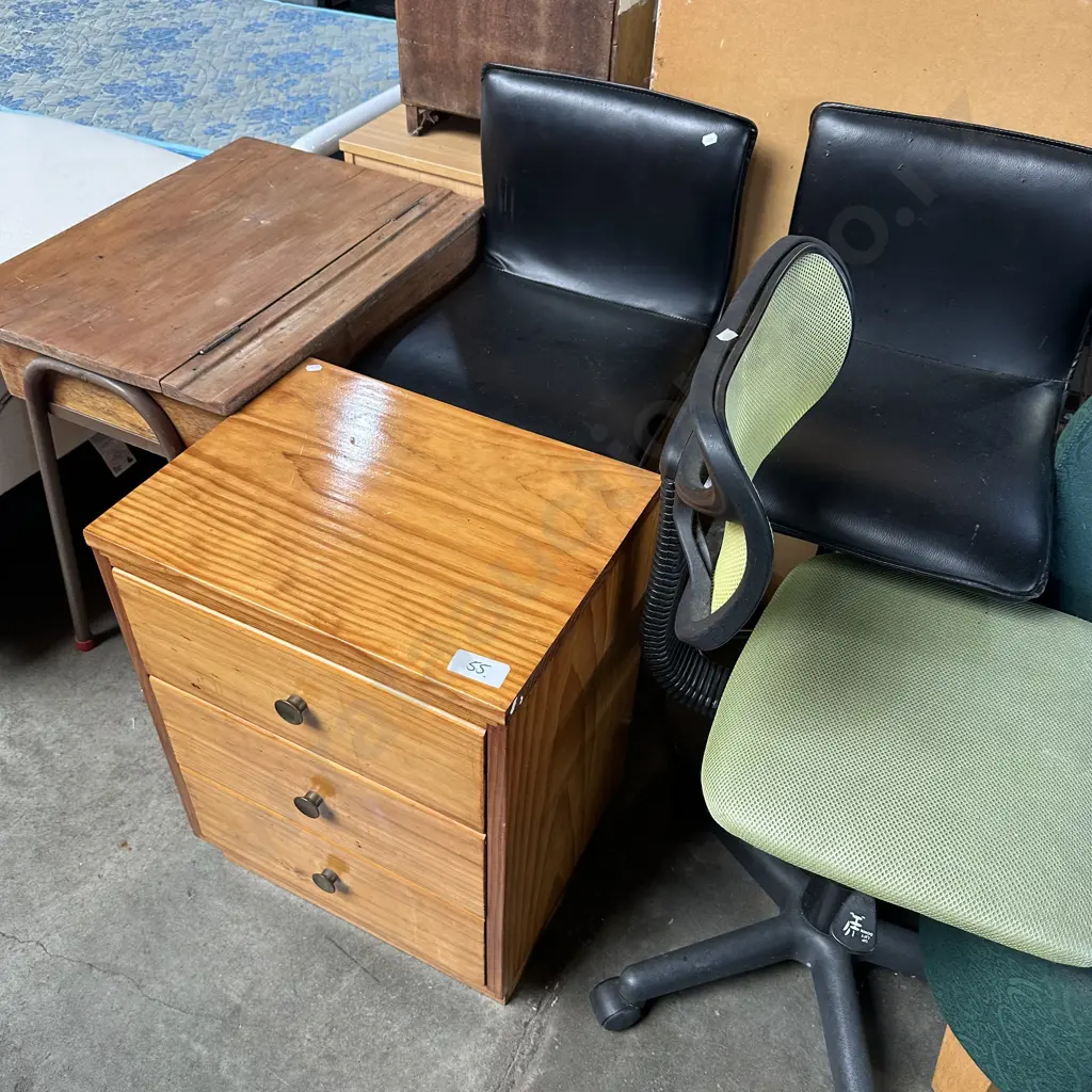 Bedside, desk, pr stools and office chair Image 1++