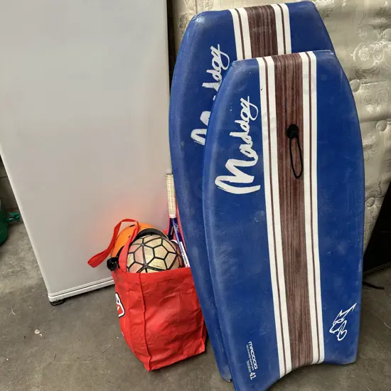 boggy boards and sports gear
