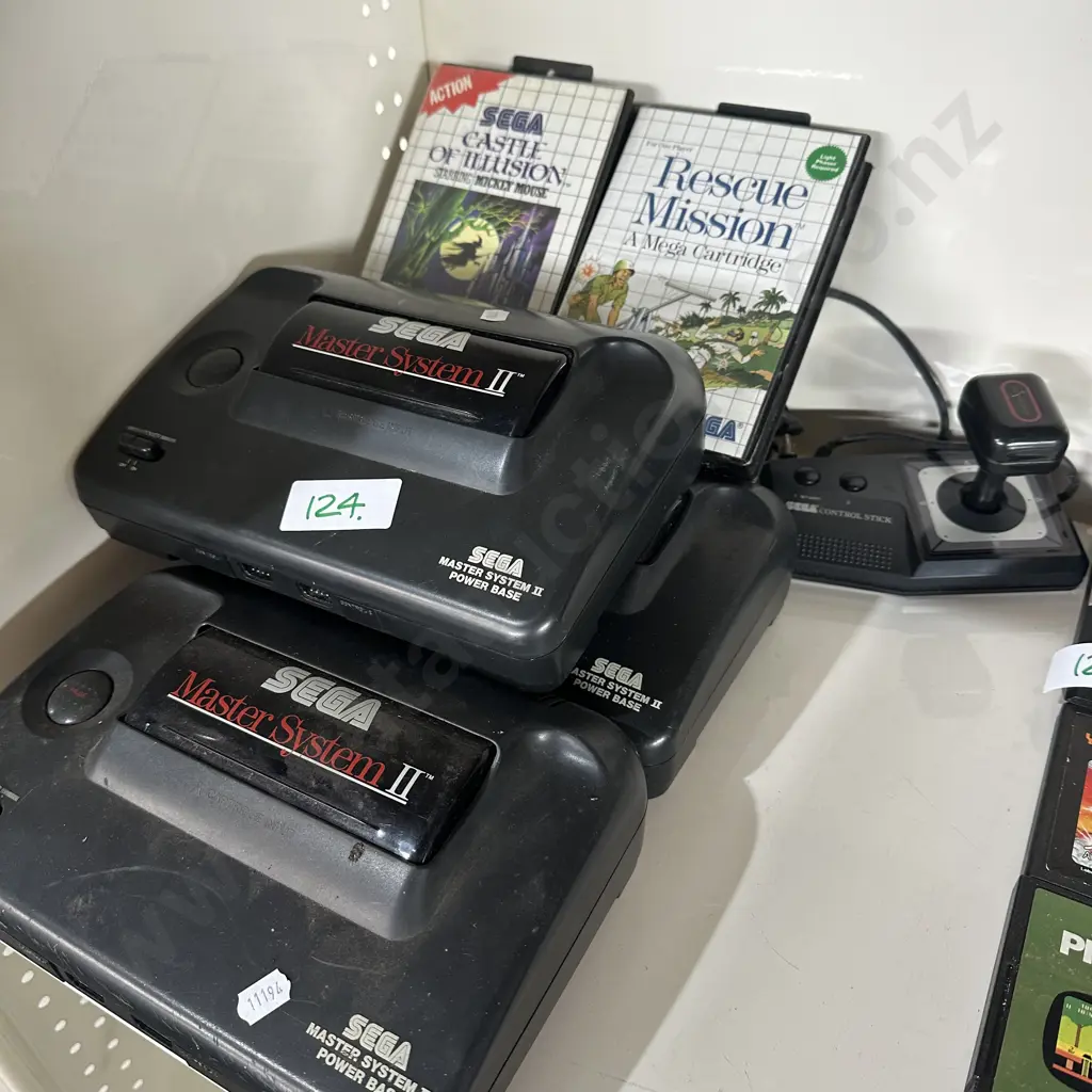 3 Sega power base plus control stick and 2 games Image 1++