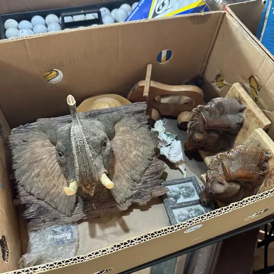 elephant key holder, horse book ends etc