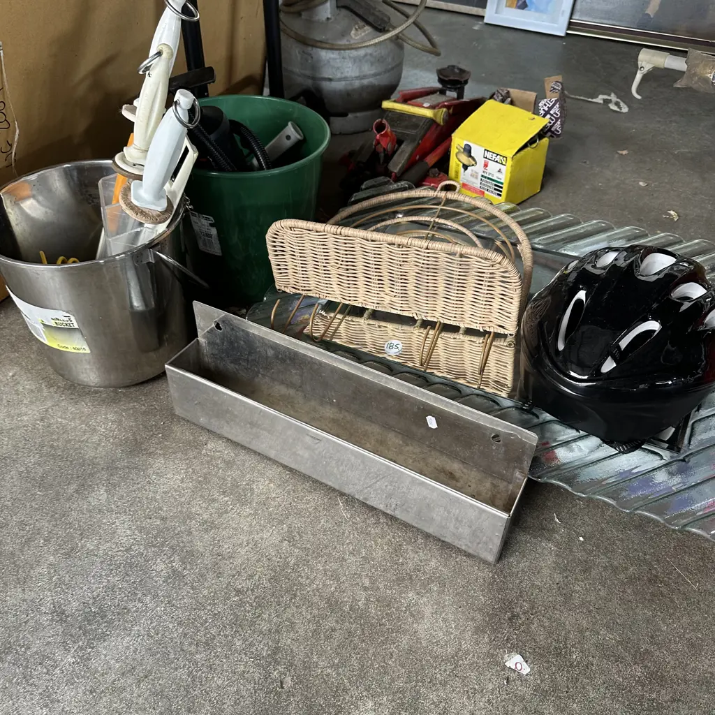 stainless rack & bucket plus knife sharpeners etc Image 1++