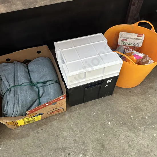 shade sail, bins and product