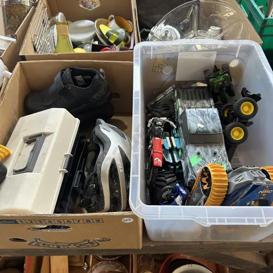 Tackle box, new shoes, toys etc.