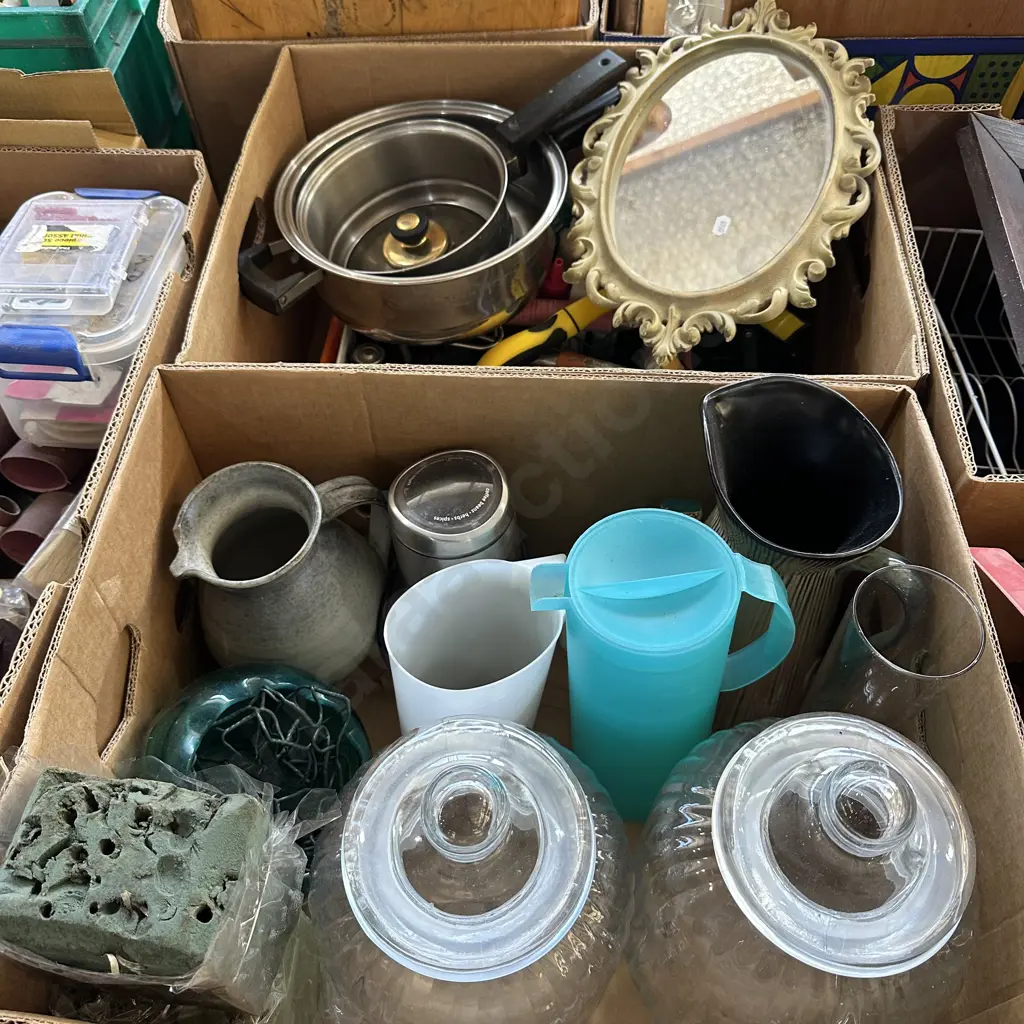 Two boxes coffee grinder, cookie jars, mirror etc. Image 1++