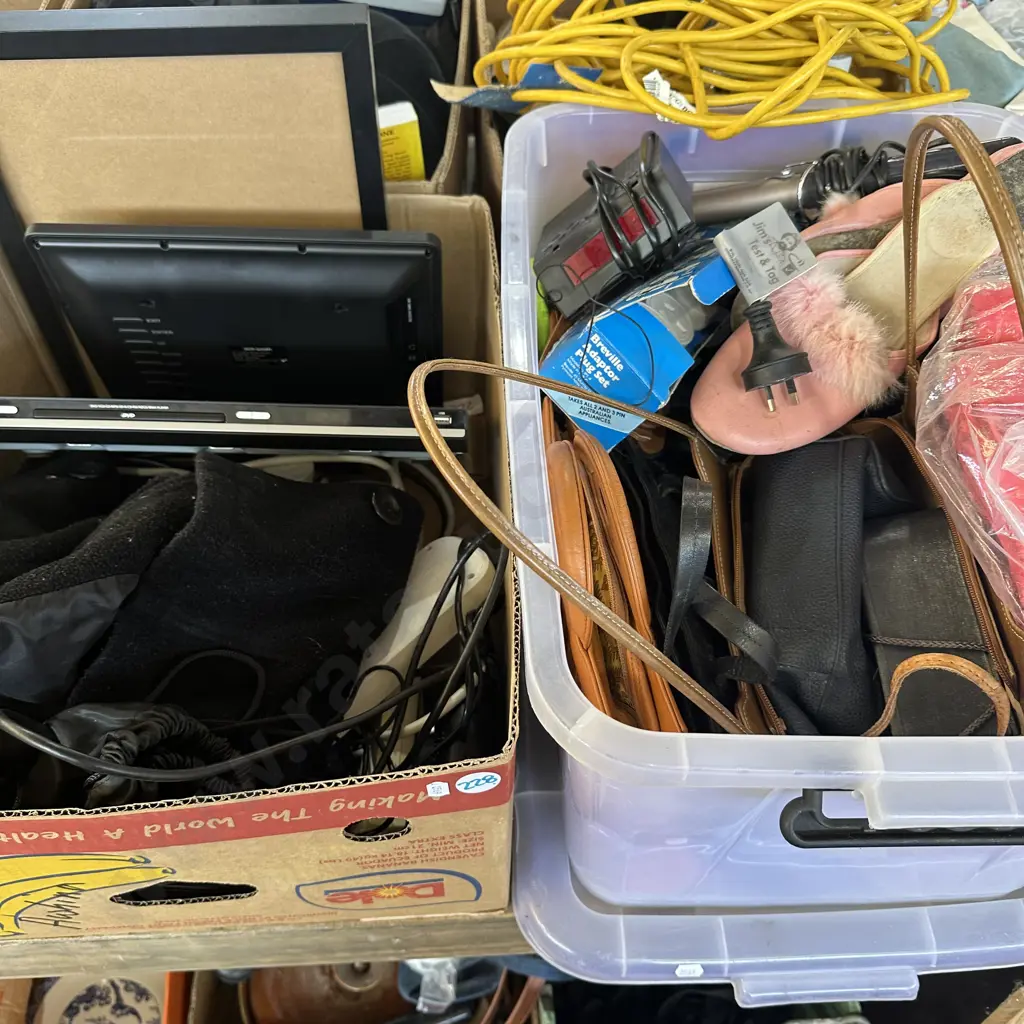 Two boxes bags, jacket, DVD player etc. Image 1++