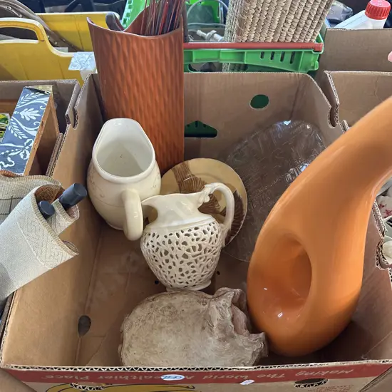 Box of jugs and vases etc.