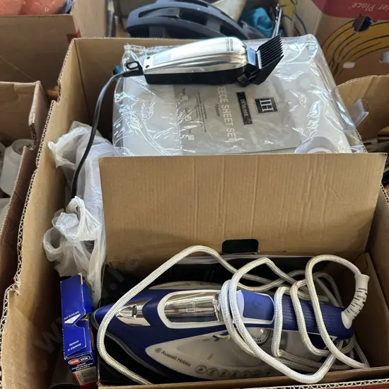 New Queen fleece sheet set, iron and haircut set.