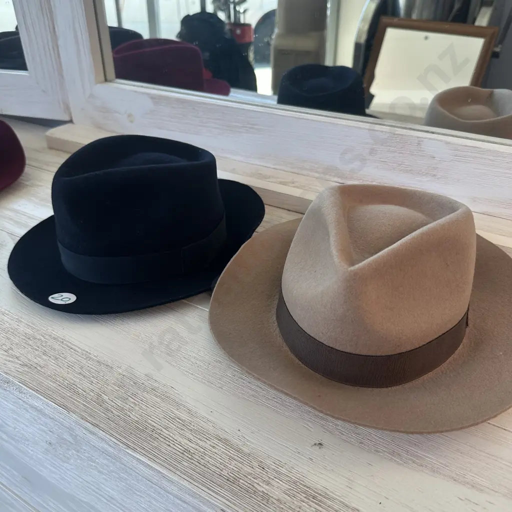 2 new Wool Fedora hats size 54 Made in Greece rrp $129 each Image 1++