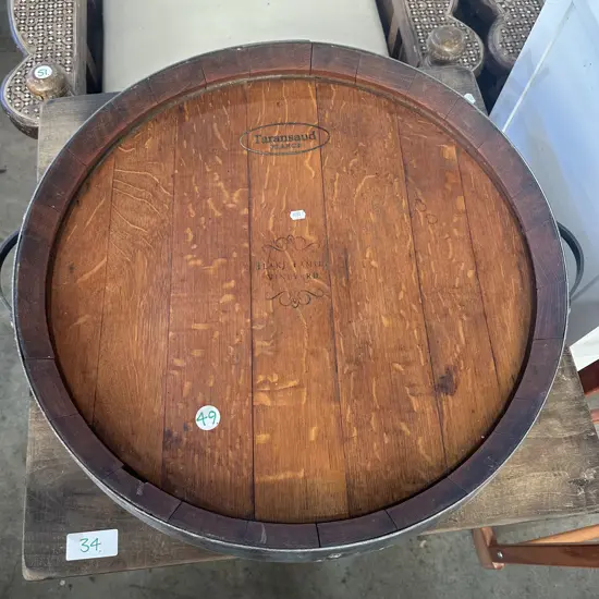 Oak wine barrel lazy susan
