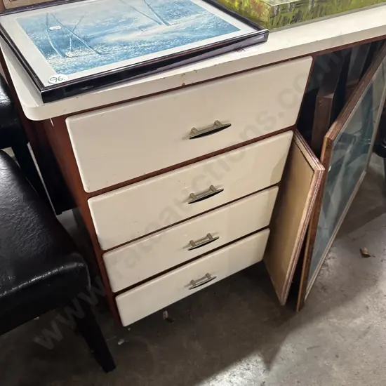 desk, sideboard, light shade and mag rack