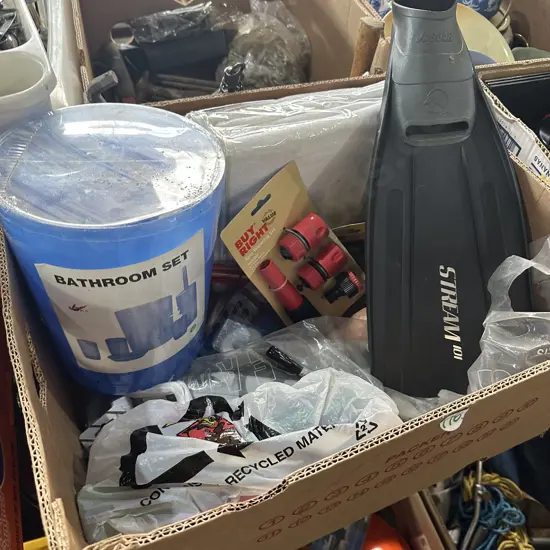 new bathroom set, flippers and hose set etc