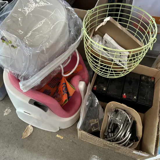 Four rechargeable batteries, hardware, kids seats etc.