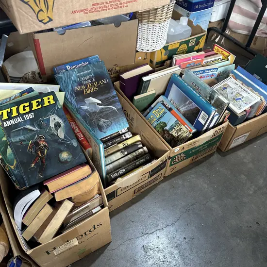 Four boxes of books.