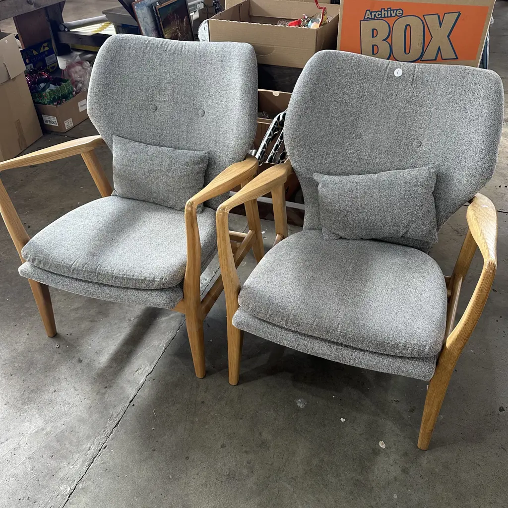 Pr of Citta wooden Oak framed chairs Image 1++