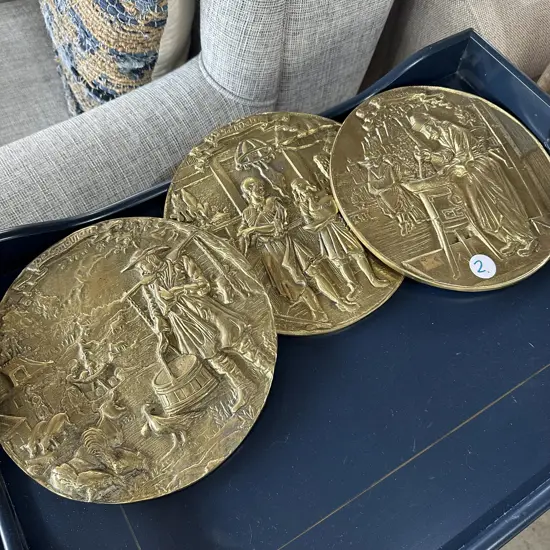 3 large solid brass wall plates