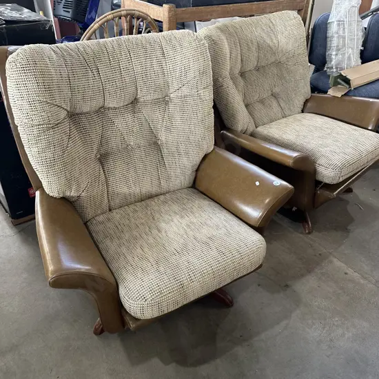 Pr "Barron" vintage lounge chairs - 1 good condition, 1 not