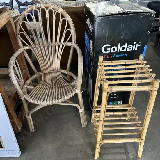 cane chair and planter