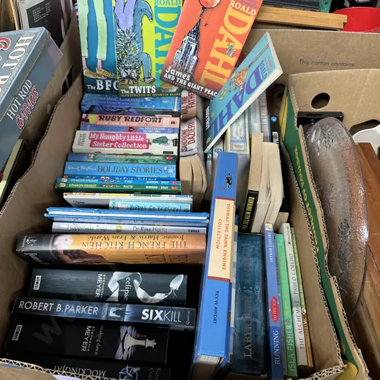 Box of books including childrens books.