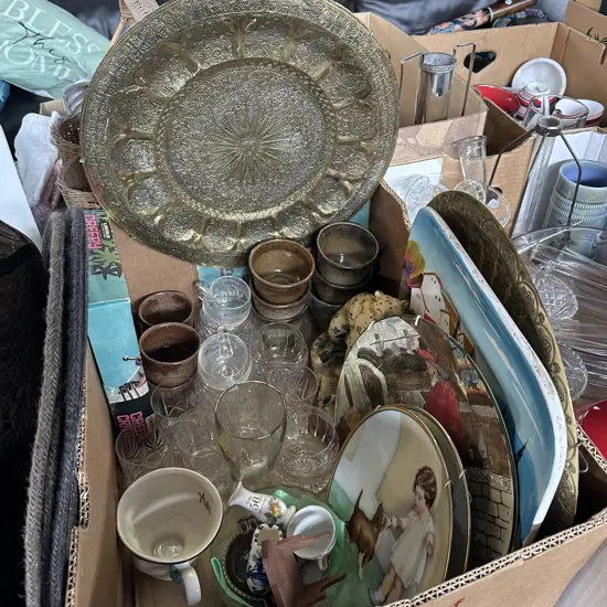 Box lot including Brass wall plates and Creepy Critters etc.