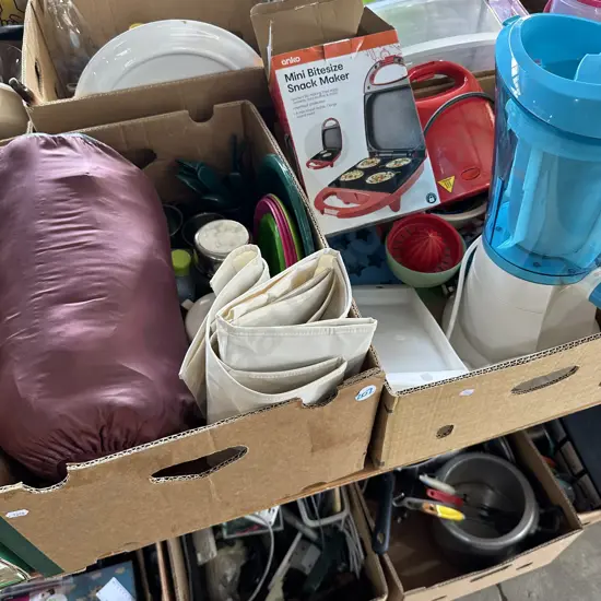 Two boxes including mini snack maker and slushmagic machine etc.