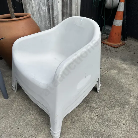 Set of three poolside chairs.