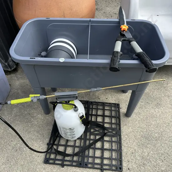 Portable vege garden, loppers and sprayer etc.