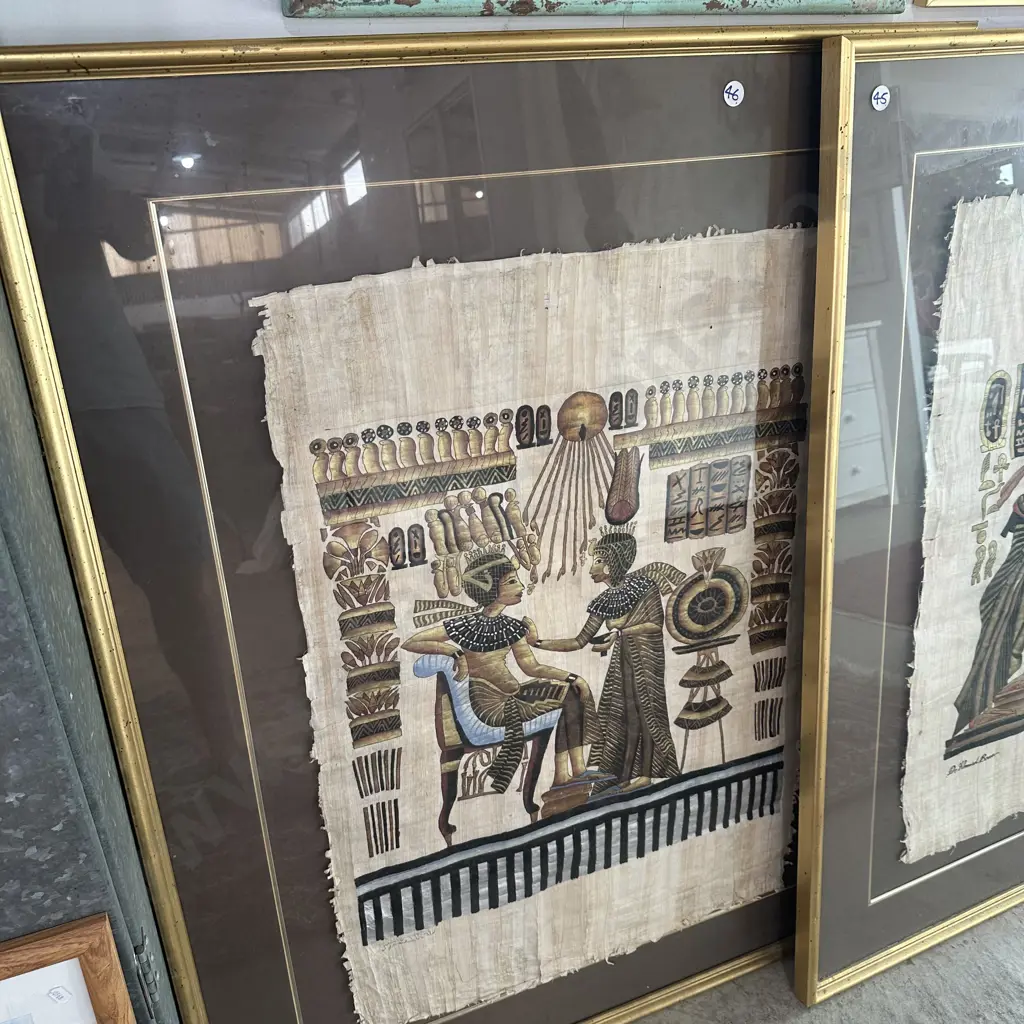 large Egyptian hand painted papyrus framed artwork 1260 x 1000 Image 1++