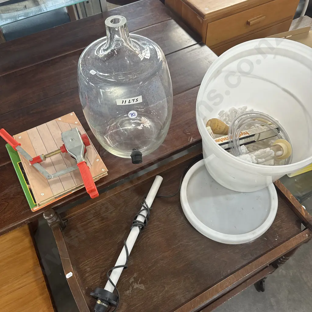 demijohn, hydrometers, corking tool etc Image 1++