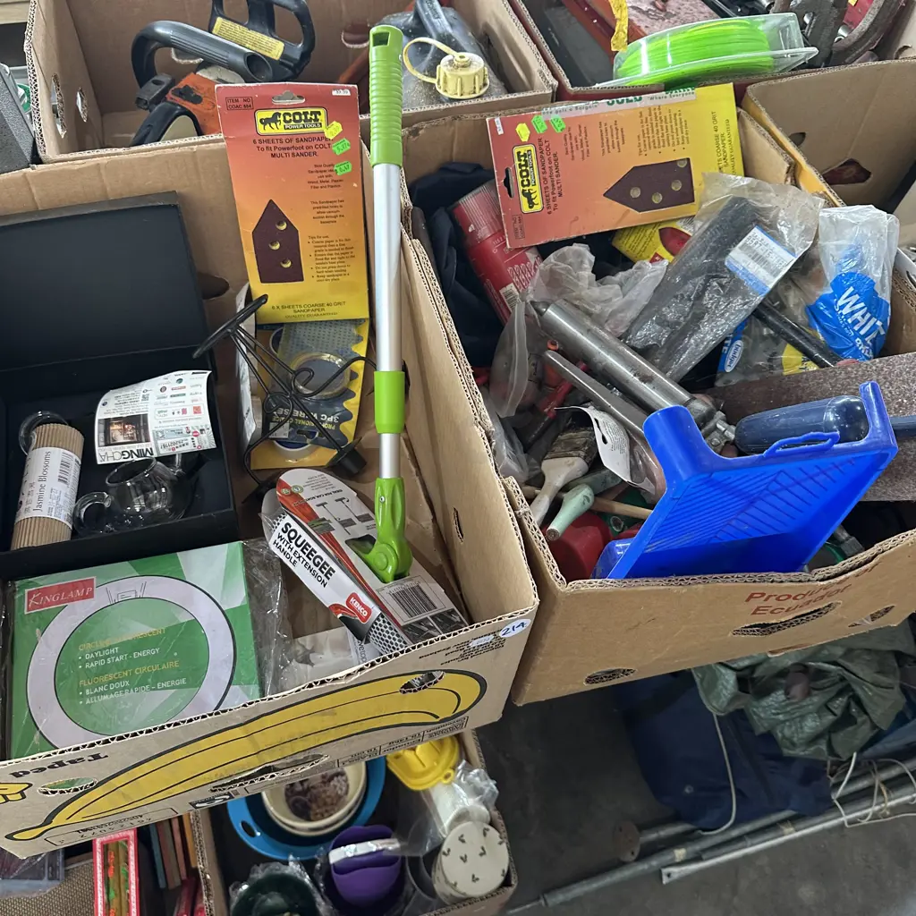 Two boxes tools, hardware, new Squeegee etc. Image 1++