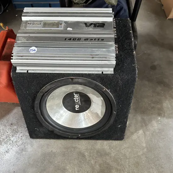 Sub woofer and amplifier. (no cables) plus petrol can.